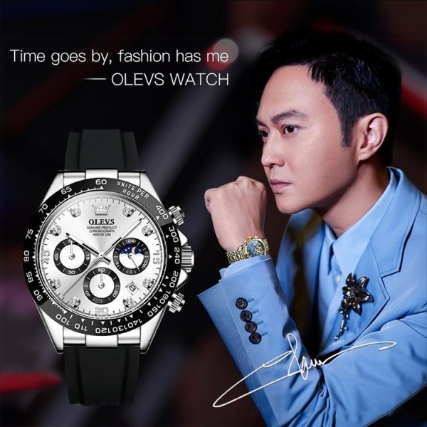 OLEVS 2875 Men Multifunctional Sports Chronograph Waterproof Quartz Watch (White) - Image 3
