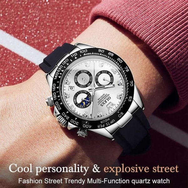OLEVS 2875 Men Multifunctional Sports Chronograph Waterproof Quartz Watch (White) - Image 4