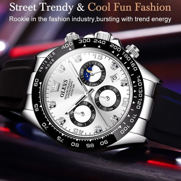 OLEVS 2875 Men Multifunctional Sports Chronograph Waterproof Quartz Watch (White) - Image 5