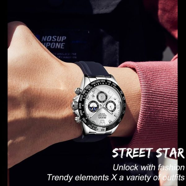 OLEVS 2875 Men Multifunctional Sports Chronograph Waterproof Quartz Watch (White) - Image 6