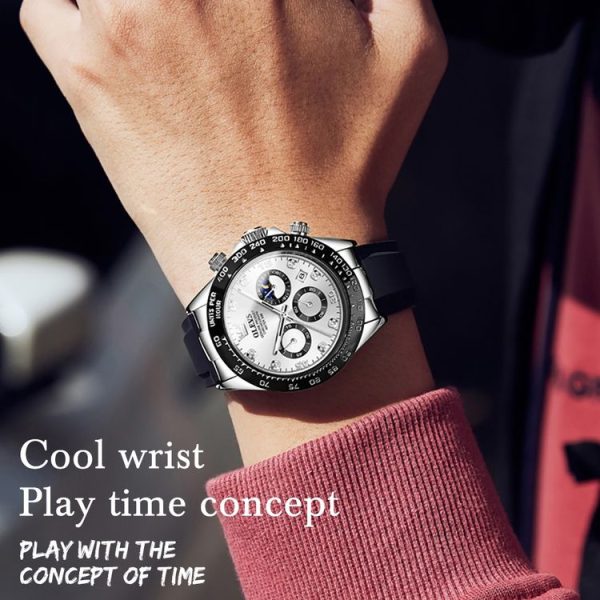 OLEVS 2875 Men Multifunctional Sports Chronograph Waterproof Quartz Watch (White) - Image 7