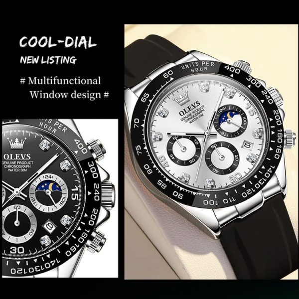 OLEVS 2875 Men Multifunctional Sports Chronograph Waterproof Quartz Watch (White) - Image 8