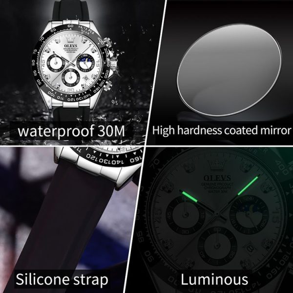 OLEVS 2875 Men Multifunctional Sports Chronograph Waterproof Quartz Watch (White) - Image 9