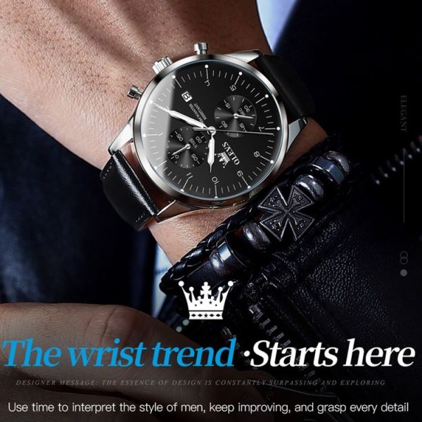 OLEVS 2880 Men Multifunctional Business Waterproof Leather Strap Quartz Watch (White) - Image 6