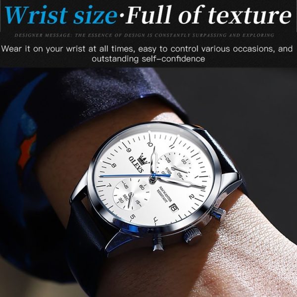 OLEVS 2880 Men Multifunctional Business Waterproof Leather Strap Quartz Watch (White) - Image 8