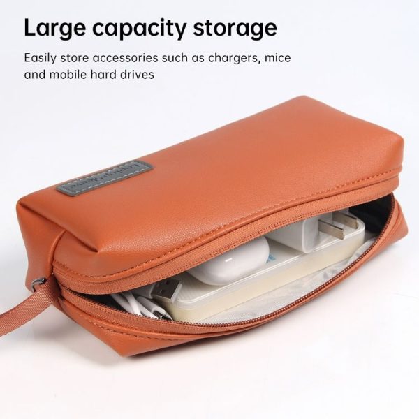 Waterproof PU Leather Laptop Accessory Bag (Black) - Image 5