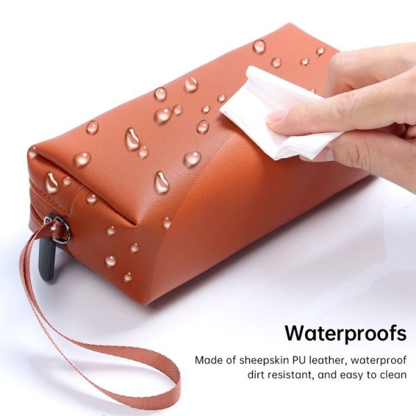 Waterproof PU Leather Laptop Accessory Bag (Black) - Image 6