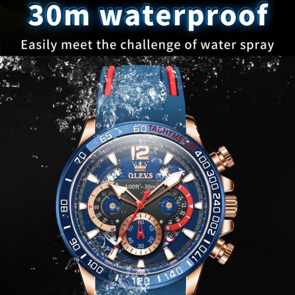 OLEVS 9936 Men Multifunctional Sports Waterproof Quartz Watch (Black + Rose Gold) - Image 11