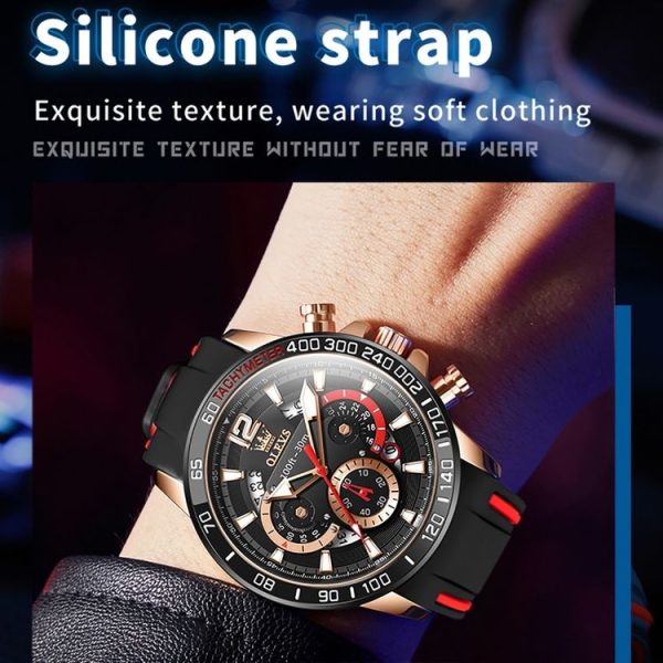 OLEVS 9936 Men Multifunctional Sports Waterproof Quartz Watch (Black + Rose Gold) - Image 8
