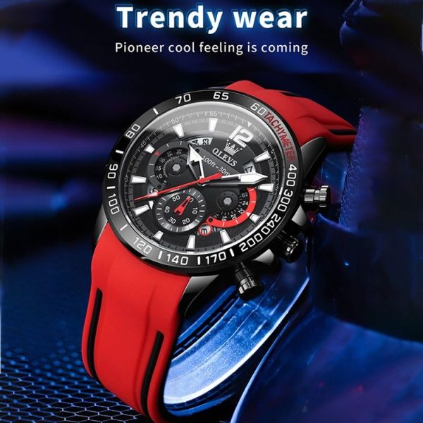 OLEVS 9936 Men Multifunctional Sports Waterproof Quartz Watch (Black + Rose Gold) - Image 9