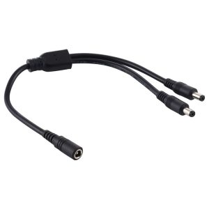 5.5 x 2.1mm 1 to 2 Female to Male Plug DC Power Splitter Adapter Power Cable, Cable Length: 70cm (Black)