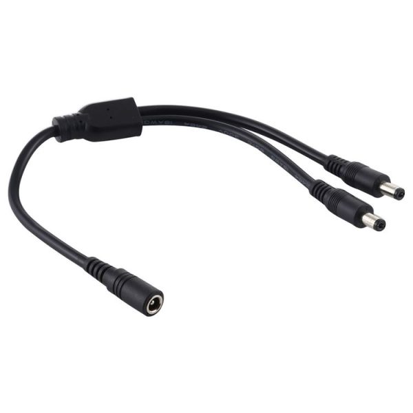 5.5 x 2.1mm 1 to 2 Female to Male Plug DC Power Splitter Adapter Power Cable, Cable Length: 70cm (Black)