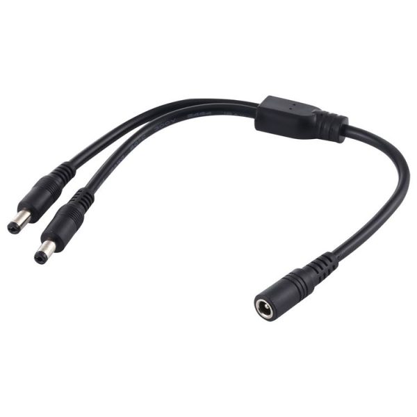 5.5 x 2.1mm 1 to 2 Female to Male Plug DC Power Splitter Adapter Power Cable, Cable Length: 70cm (Black) - Image 2