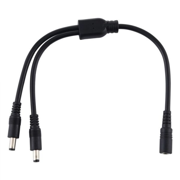 5.5 x 2.1mm 1 to 2 Female to Male Plug DC Power Splitter Adapter Power Cable, Cable Length: 70cm (Black) - Image 3