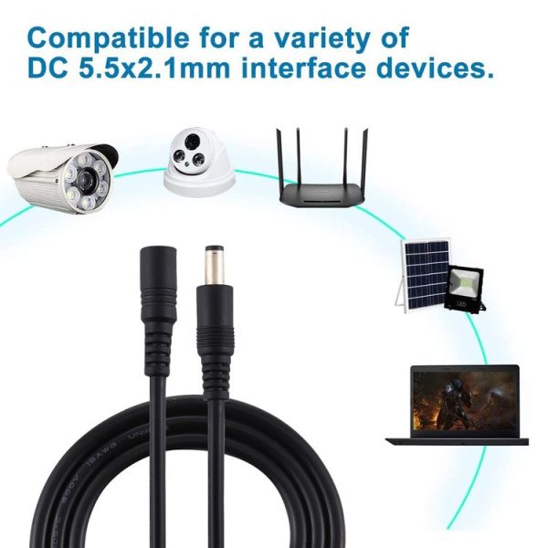 8A 5.5 x 2.1mm Female to Male DC Power Extension Cable, Length: 3m (Black) - Image 7