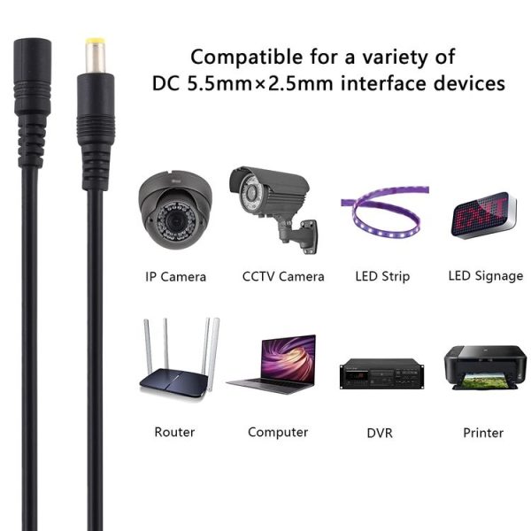 8A 5.5 x 2.5mm Female to Male DC Power Extension Cable, Cable Length: 1.5m (Black) - Image 6