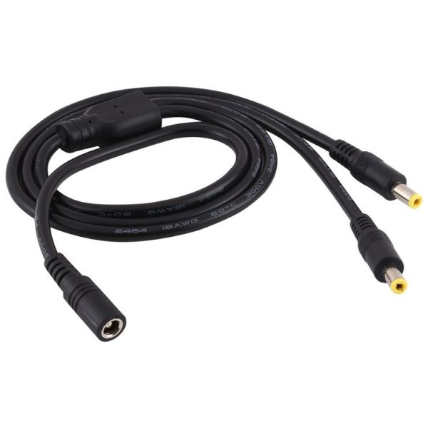 8A 5.5 x 2.5mm 1 to 2 Female to Male Plug DC Power Splitter Adapter Power Cable, Cable Length: 70cm (Black)