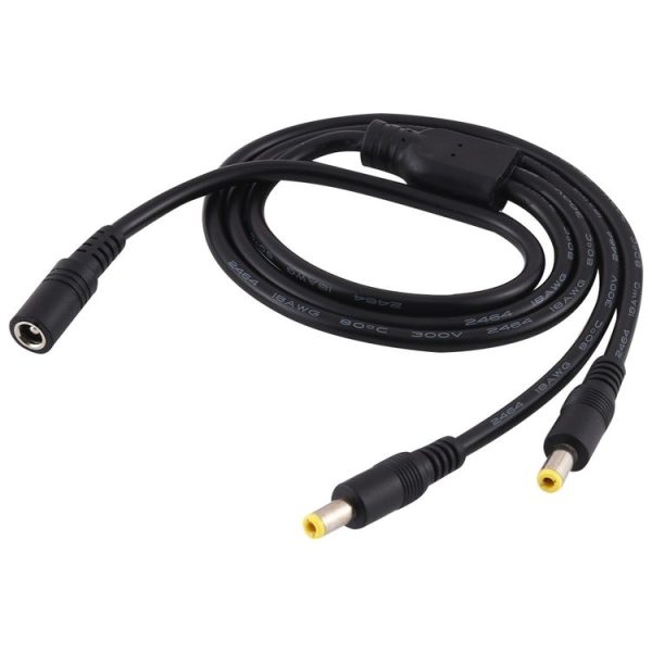 8A 5.5 x 2.5mm 1 to 2 Female to Male Plug DC Power Splitter Adapter Power Cable, Cable Length: 70cm (Black) - Image 2