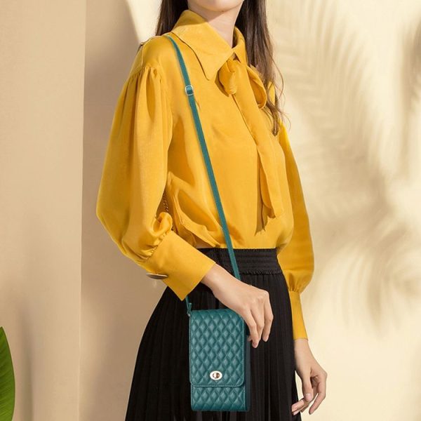 Crossbody PU Vertical BFB01 Shoulder Phone Bag (Green) - Image 7
