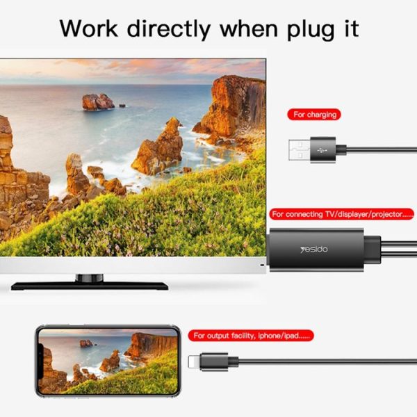 Yesido HM04 8 Pin to HDMI Adapter Cable, Length: 1.8m - Image 5