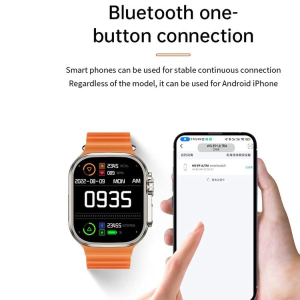 WS-E9 Ultra 2.2 inch IP67 Waterproof Loop Nylon Band Smart Watch, Support Heart Rate / NFC (Black) - Image 4