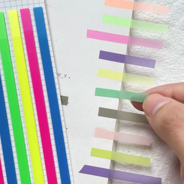 Transparent Strip Color Fluorescent Waterproof Sticky Note Long Strip Index Sticker (002) - Image 10