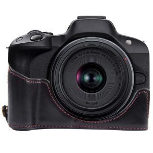Canon EOS R50 1 / 4 inch Thread PU Leather Camera Half Case Base (Black)