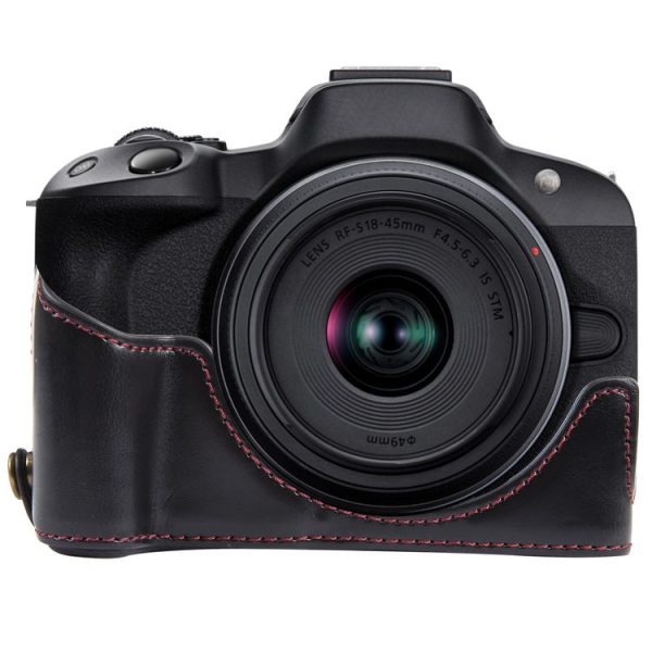 Canon EOS R50 1 / 4 inch Thread PU Leather Camera Half Case Base (Black)