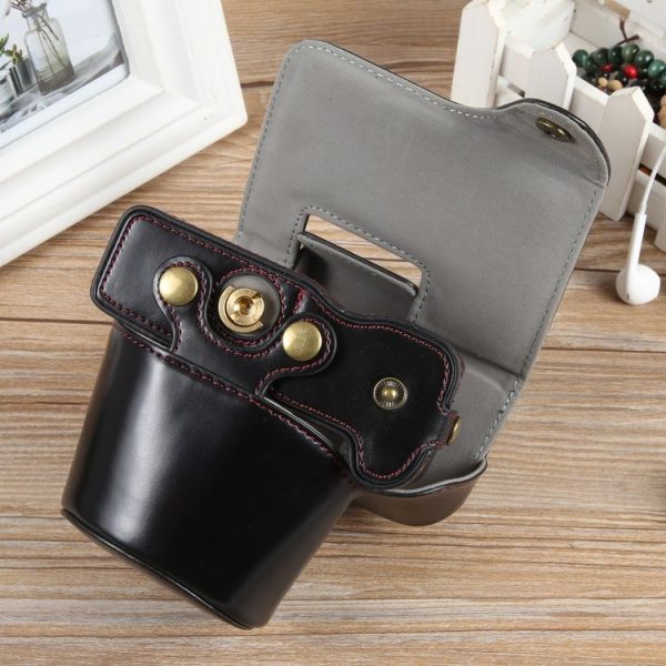 Canon EOS R50 Full Body Magnetic Leather Camera Case Bag with Strap, Deluxe Edition (Black) - Image 3