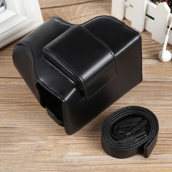 Canon EOS R50 Full Body Magnetic Leather Camera Case Bag with Strap, Regular Edition (Black) - Image 4