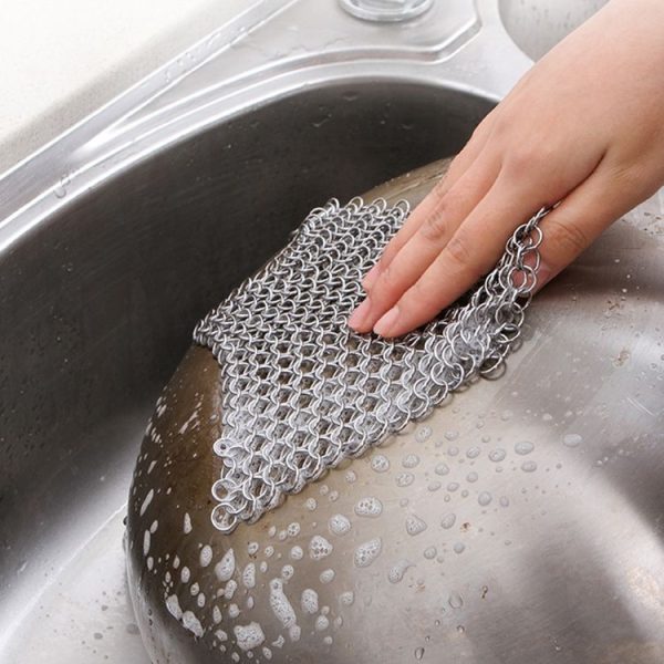 Stainless Steel Round Iron Cleaner Pot Brush Scrubber Home Cookware Kitchen Cleaning Tool, Size: 4 x 4 inch - Image 11