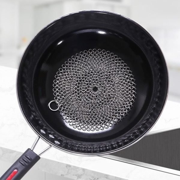 Stainless Steel Round Iron Cleaner Pot Brush Scrubber Home Cookware Kitchen Cleaning Tool, Size: 4 x 4 inch - Image 12