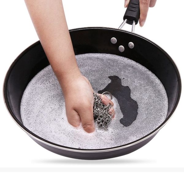Stainless Steel Round Iron Cleaner Pot Brush Scrubber Home Cookware Kitchen Cleaning Tool, Size: 4 x 4 inch - Image 7