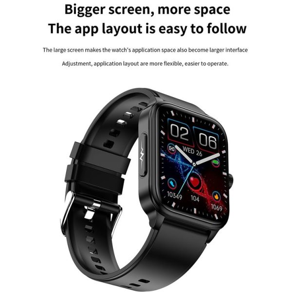 ET540 1.91 inch IP67 Waterproof Silicone Band Smart Watch, Support ECG / Non-invasive Blood Glucose Measurement (Black) - Image 3
