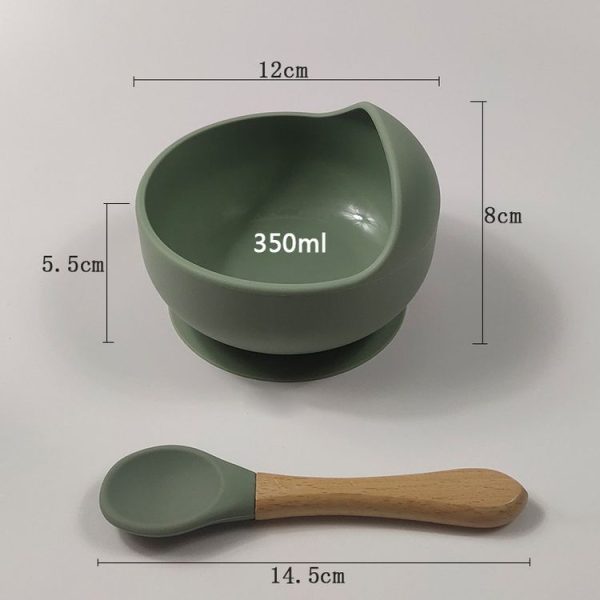 Children Silicone Anti-fall Suction Cup Bowl Training Spoon Food Supplement Bowl Set, Random Color Delivery - Image 2