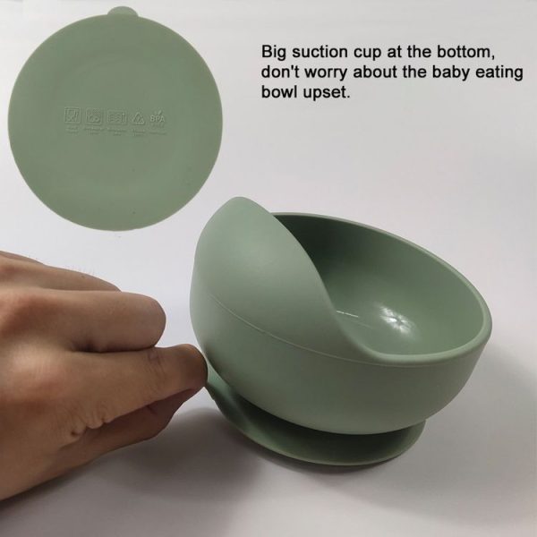 Children Silicone Anti-fall Suction Cup Bowl Training Spoon Food Supplement Bowl Set, Random Color Delivery - Image 3