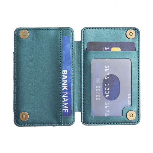 BFK05 Rhombus Pattern Card Bag Mobile Phone Back Sticker (Green) - Image 3