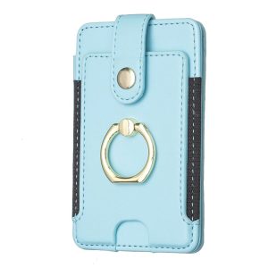 BFK03 Metal Ring Card Bag Mobile Phone Back Sticker (Blue)