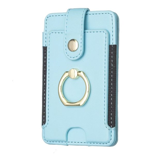 BFK03 Metal Ring Card Bag Mobile Phone Back Sticker (Blue)