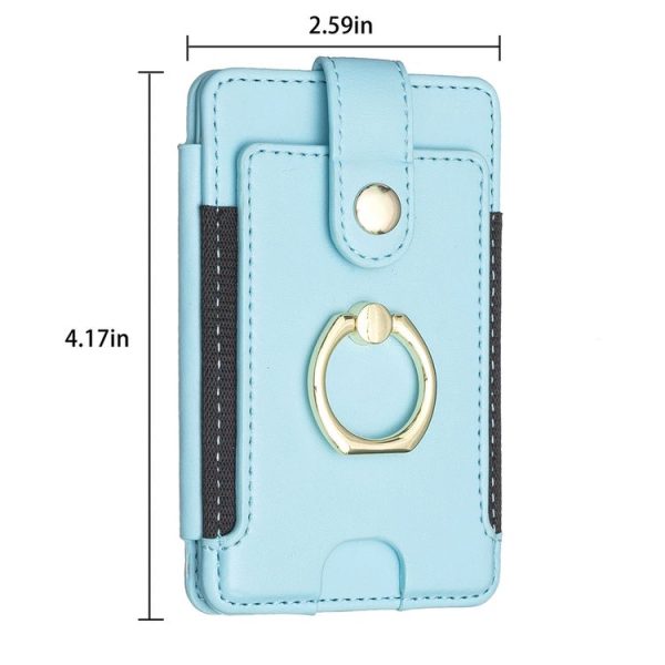 BFK03 Metal Ring Card Bag Mobile Phone Back Sticker (Blue) - Image 2