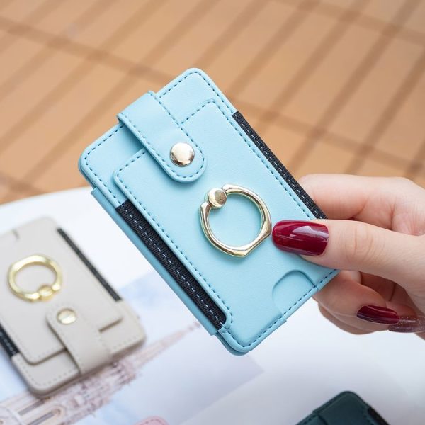 BFK03 Metal Ring Card Bag Mobile Phone Back Sticker (Blue) - Image 6
