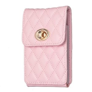 BFK07 Metal Buckle Vertical Card Bag Mobile Phone Back Sticker (Pink)