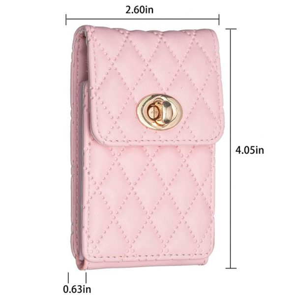 BFK07 Metal Buckle Vertical Card Bag Mobile Phone Back Sticker (Pink) - Image 2