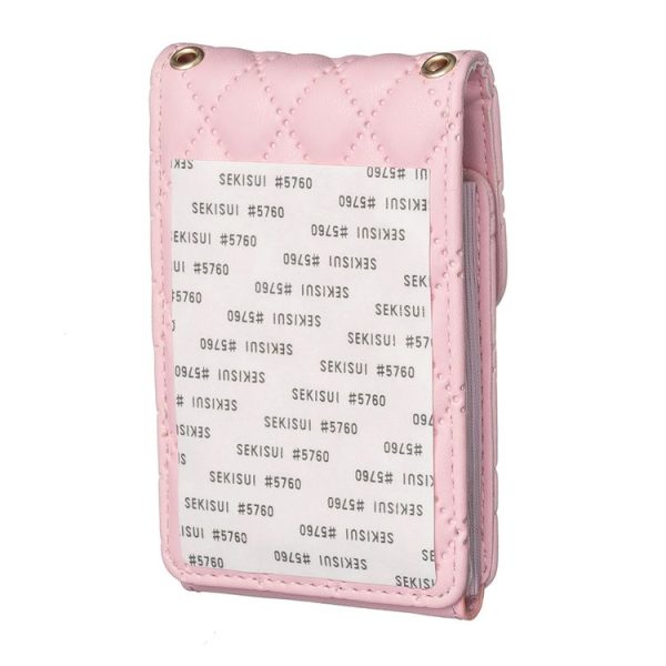 BFK07 Metal Buckle Vertical Card Bag Mobile Phone Back Sticker (Pink) - Image 3