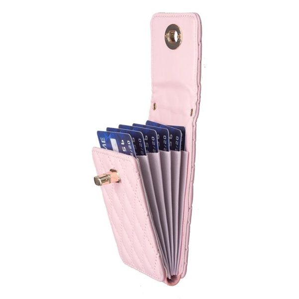 BFK07 Metal Buckle Vertical Card Bag Mobile Phone Back Sticker (Pink) - Image 5