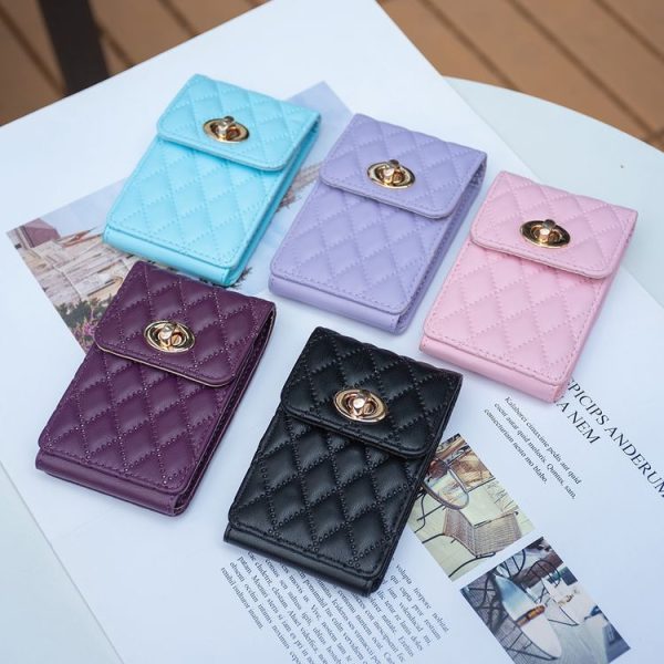 BFK07 Metal Buckle Vertical Card Bag Mobile Phone Back Sticker (Pink) - Image 6