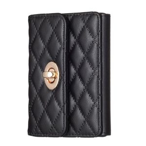 BFK09 Metal Buckle Horizontal Card Bag Mobile Phone Back Sticker (Black)