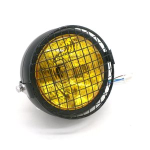 Motorcycle Reticular Retro Lamp LED Headlight Modification Accessories for Halley / Honda CG125 / Suzuki GN125 (Yellow)