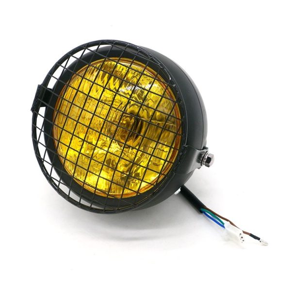 Motorcycle Reticular Retro Lamp LED Headlight Modification Accessories for Halley / Honda CG125 / Suzuki GN125 (Yellow) - Image 2