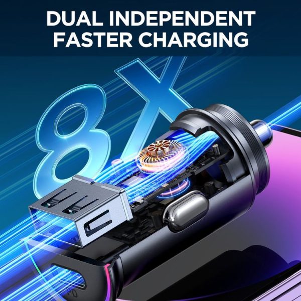 JOYROOM JR-CCN04 60W PD+QC3.0 Mini Metal Car Charger (Black) - Image 2